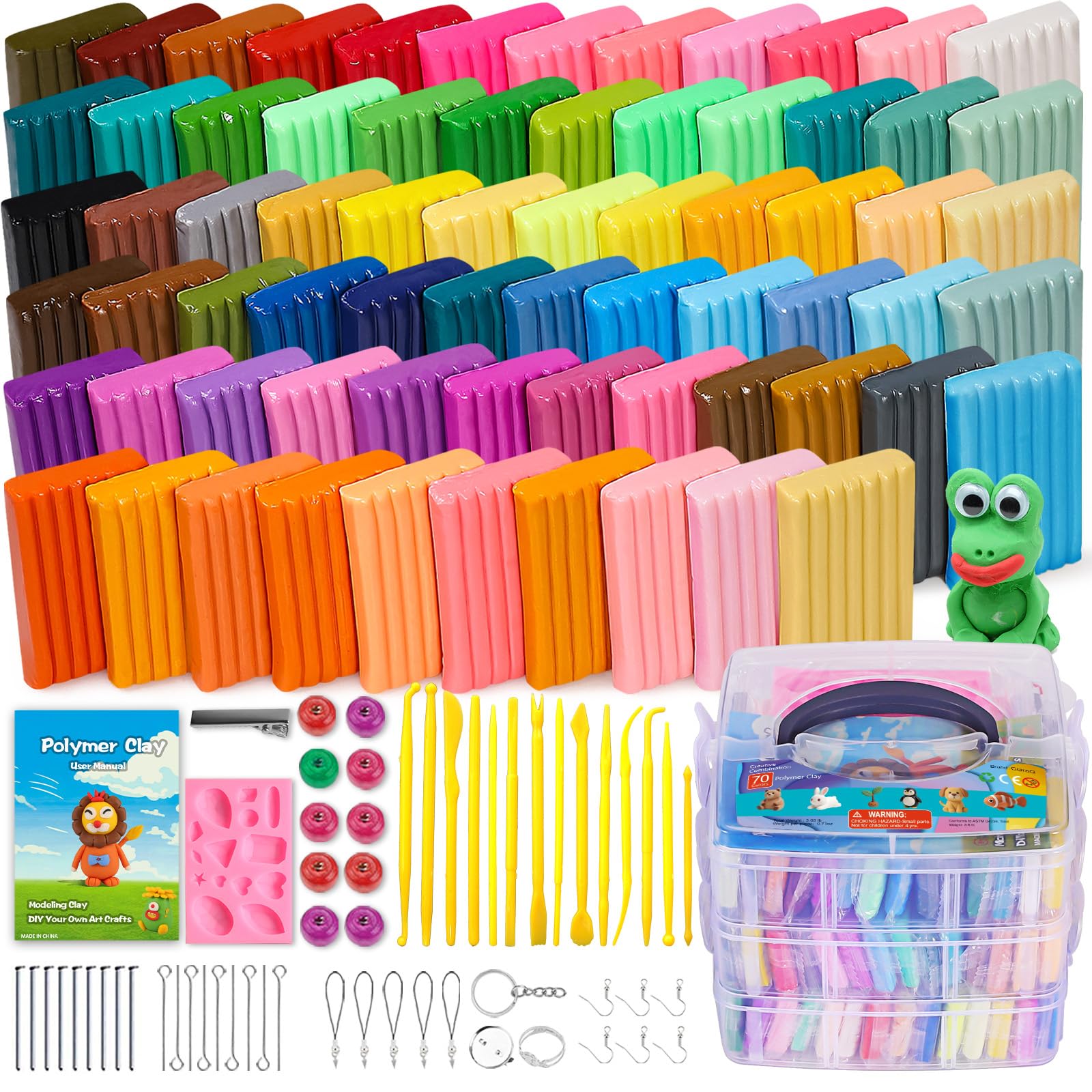 Amazon.com: CiaraQ Polymer Clay 70 Colors Starter Kit - Oven Bake